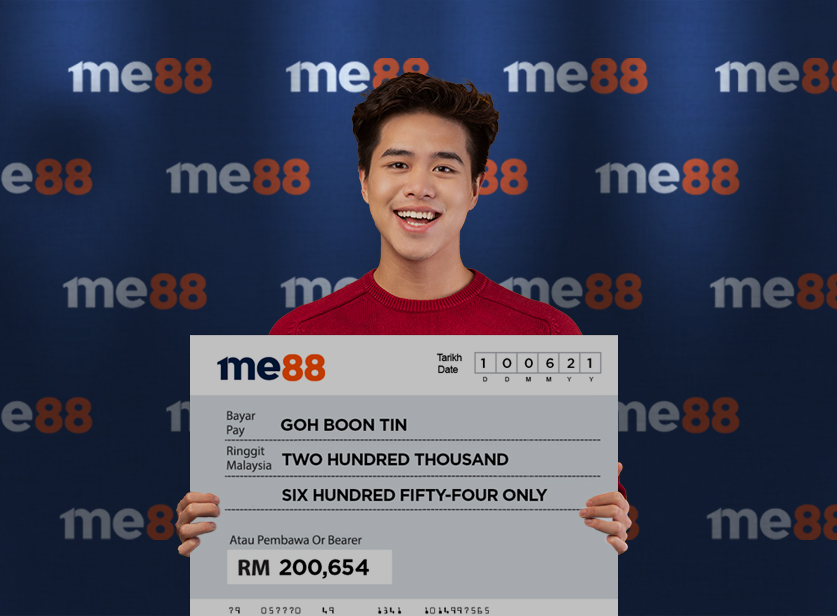 Goh Boon Tin: "Thank you me88 for your amazing 200% Conor McGregor Welcome Bonus, just won myself RM200,654!"